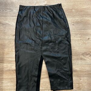 Babaton Black Faux Leather Pencil Skirt